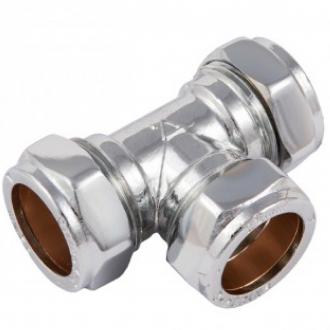 22MM COMP EQUAL TEE CHROME