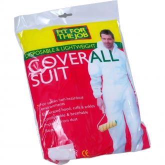 DISPOSABLE WHITE COVERALL BOILER SUIT MEDIUM FFJECM