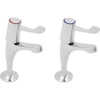 LEVER ACTION SINK PILLAR TAPS HI NECK CHROME  DLT103  JJH