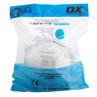 OX MOULDED CUP RESPIRATOR FFP2 PACK OF 3 OX-S486703