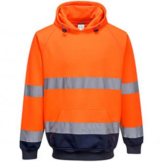 PORTWEST HI-VIS HOODY TWO TONE ORANGE & NAVY B316  SIZE L