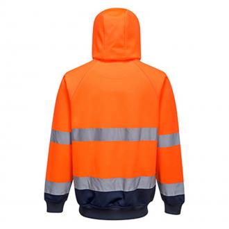 PORTWEST HI-VIS HOODY TWO TONE ORANGE & NAVY B316  SIZE S