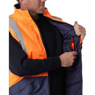 VELTUFF HI-VIS BODYWARMER ORANGE/NAVY HV5310 XXX LARGE