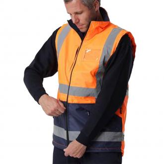 VELTUFF HI-VIS BODYWARMER ORANGE/NAVY HV5310 XXX LARGE