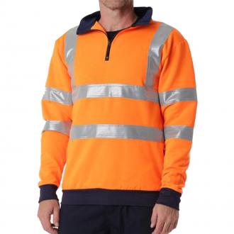 VELTUFF HI-VIS ZIP SWEATSHIRT ORANGE/NAVY HV2264 X LARGE