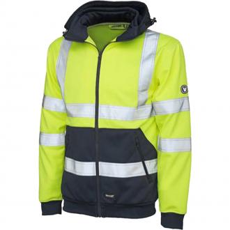 VELTUFF REFLEX HI-VIS HOODIE YELLOW/NAVY HV2275 LARGE